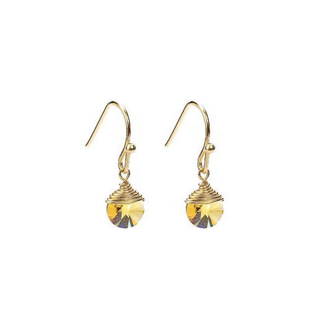 Citrine Swarovski Disc Earrings