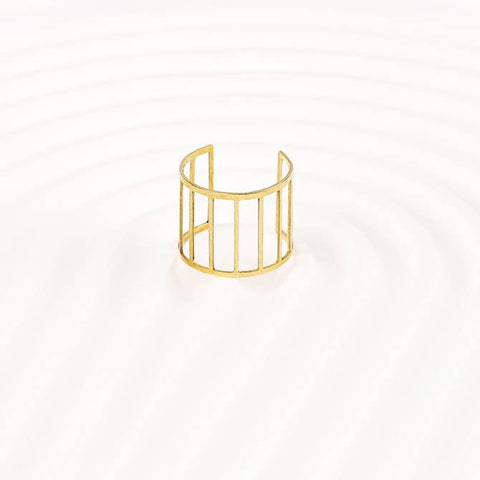 Brass Adjustable Cage Ring, Stripe Ring Modern Ring Open, Minimalist Women Ring 