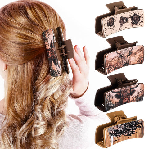Cowhide Highland Square Claw Clip