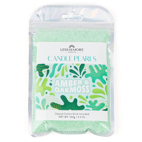 Amber & Oakmoss Candle Pearls – 3.5 Oz Bag (Includes Wick) for sale, Refillable Non-Toxic Vegan Wax Beads, DIY Sand Candle Making for Wedding Party Favors, Buy Sand Wax Online