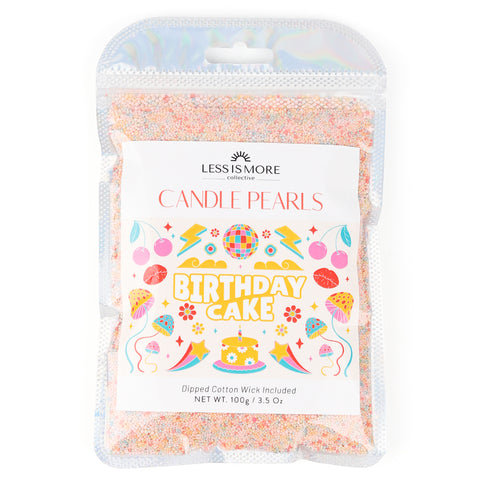 Birthday Cake Candle Pearls, DIY Wax Beads for Custom Candles (3.5oz Bag + Wick), Buy Refillable Candle Sand Online