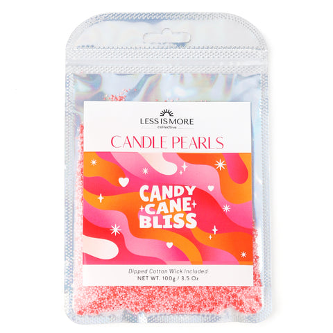 Candy Cane Bliss Candle Pearls, DIY Festive Wax Beads (3.5oz Bag + Wick), Buy Granulated Candle Online, Unscented, Non-Toxic Candle Powder, Home Decor & Gift Candles