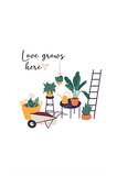 Love Grows Here Card, Succulent Happy Birthday Card for sale, Cactus Greeting Card, Succulents Greeting Card, Succulents Gift Ideas