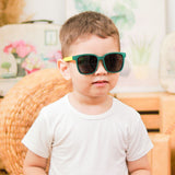 Black Navigator Sunglasses Flexible Rubber Frames for Kids, Classic Black Kids Sunglasses with 100% UV protection and flexible, durable frame