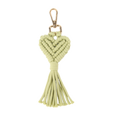 Green macrame keychain wholesale, Heart-shaped keychain bulk pricing, Macrame bag charm, Boho keychain, Wholesale macrame keychain