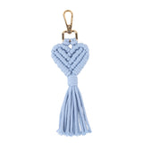 Blue Heart Macrame Keychain, wholesale keychain, macrame keychain bulk, handmade heart keychain, boho keychain, wholesale bag charm, artisan accessories, blue heart charm, hand-knotted keychain