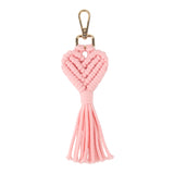 Pink Heart Macrame Keychain, wholesale keychain, macrame keychain bulk, handmade heart keychain, boho keychain, wholesale bag charm, artisan accessories