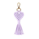Purple Heart Macrame Keychain, wholesale keychain, macrame keychain bulk, handmade heart keychain, boho keychain, wholesale bag charm, artisan accessories, purple heart charm, hand-knotted keychain, where to buy wholesale heart-shaped macrame keychains