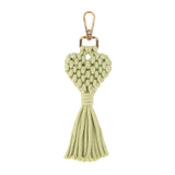 Green macrame keychain wholesale, Heart-shaped keychain bulk pricing, Macrame bag charm, Boho keychain, Wholesale macrame keychain