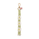 Green daisy macrame wristlet, Handmade macrame wristlet, Daisy wristlet keychain, Boho chic keychain, Lightweight wristlet strap