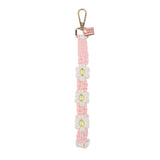 Pink daisy macrame wristlet, Handmade macrame wristlet, Pink wristlet strap, Boho wristlet accessory, Summer wristlet for women, Pink floral wristlet for teens