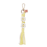 Yellow Daisy Macrame Keychain, wholesale keychain, macrame keychain bulk, handmade daisy keychain, boho keychain, wholesale bag charm, artisan accessories, daisy charm, hand-knotted keychain