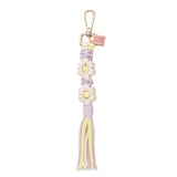 Purple Daisy Macrame Keychain, bulk keychain, macrame keychain bulk, handmade daisy keychain, boho keychain, wholesale bag charm, artisan accessories, daisy charm, hand-knotted keychain