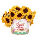 Yellow Sunflower Bouquet Blanket 24in Wholesale, bulk handmade floral throws for boutiques, where to buy wholesale crochet flower blankets
