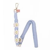 Blue Daisy Macrame Lanyards, Handmade macrame lanyard, Macrame ID holder, Floral macrame lanyard, Macrame neck strap