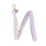 Purple daisy macrame lanyard, Handmade macrame lanyard, Boho lanyard strap, Macrame ID holder, Boho lanyard for keys and ID