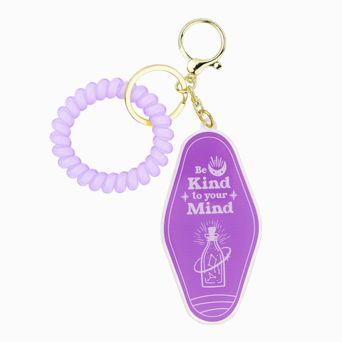 be kind to your mind keychain, inspirational gift for someone with anxiety, gender-neutral self-care accessory, gentle affirmation gift idea, lightweight acrylic quote charm