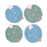 Crocheted cactus coaster set, Handmade cactus coasters, Crochet coasters for drinks, Floral crochet coasters, Housewarming gift ideas, Eco-friendly home gifts, Decorative drink coasters, Where to buy handmade cactus coasters

