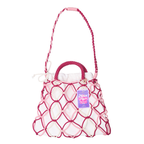 Pink Macrame Crossbody Bag