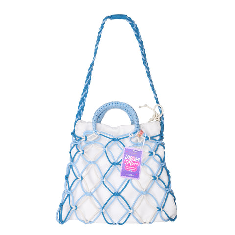 Blue Macrame Crossbody Bag