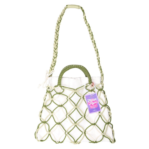 Green Macrame Crossbody Bag