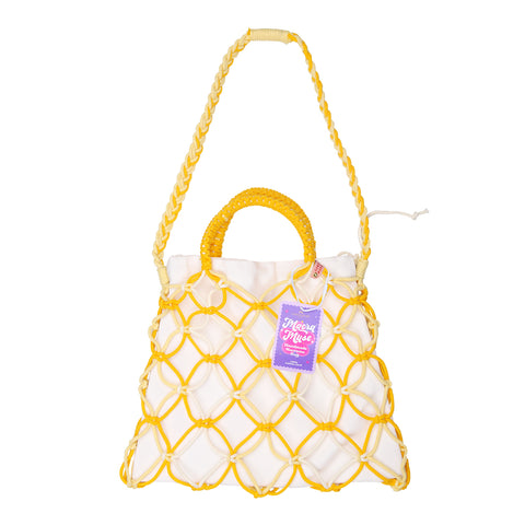 Yellow Macrame Crossbody Bag