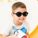 Olive Green and Orange Round Frame Foldable Sunglasses for Kids, Kids Flexible Polarized UV Protection Sunglasses for Boys Girls Age 3-10