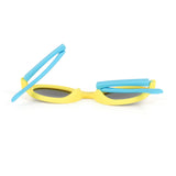 Kids Round Foldable Two tone Colored Sunglasses For Daily Use, Yellow Blue Polarized Children Sunglasses for Birthday Pool Barbecue Party, Yellow Frame and Blue Legs Fodable Sunglasses for Kids, Buy Foldable Sunglasses for Kids, Kids Round Frame Foldable Sunglasses, Fashion Style Foldable Sunglasses for Kids, Polarized Kids Round Sunglasses, Cute Baby Shades Eyewears, Kids Flexible Polarized UV Protection Sunglasses for Boys Girls Age 4-7