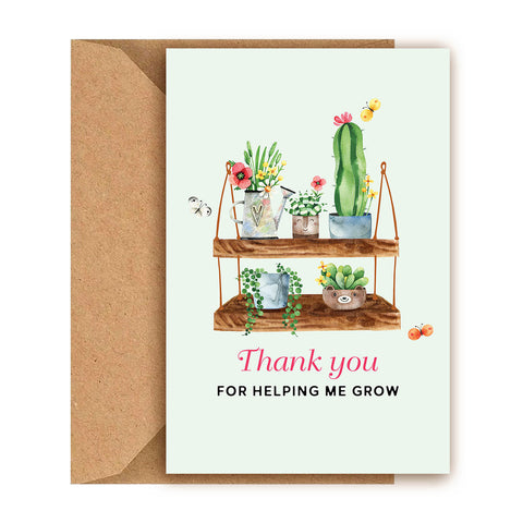 Thank You For Helping Me Grow Card, Succulent Happy Mother Day Card for sale, Succulents Greeting Card, Succulents Gift Ideas, Thank Mom Card