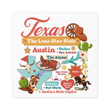 Illustrated state sticker, Square vinyl sticker, State map sticker, State pride sticker, State souvenir sticker
