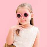 Kids Cute Pink Sunflower Round Frame UV400 Sunglasses for sale online, Great for the outdoors and ideal for indoor photo shoots