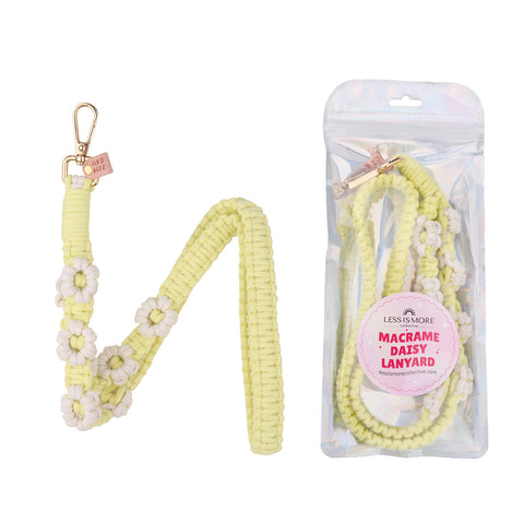 artisan-crafted daisy lanyard keychain, yellow macrame lanyard for festivals, Eco-friendly fashion gifts