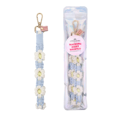 Macrame fashion accessory, Handmade gifts under $10, Summer accessory gifts, Blue floral wristlet for teens, blue wristlet