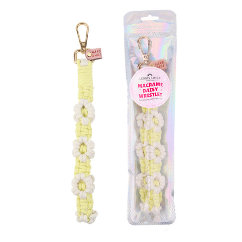 Eco-friendly wristlet, Where to buy handmade macrame wristlets, Best wristlet keychains for summer, Yellow floral wristlet strap, Summer fashion accessories, Boutique wristlet wholesale