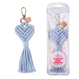 wholesale blue heart macrame keychain, blue heart macrame keychain bulk, wholesale accessories supplier, gift shop keyrings wholesale, travel souvenirs wholesale

