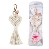 White Heart Macrame Keychain wholesale, minimalist macrame keychain, gift shop keyrings wholesale, bridal party gifts bulk, thank you gifts bulk, minimalist gift ideas wholesale