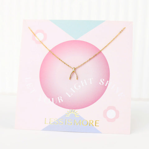 Wishbone Charm Necklace (Gold)