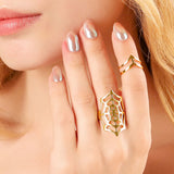Gold Plated Chevron Ring - Heart Shaped Jewelry