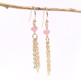 Pink Jade Tassel Earrings