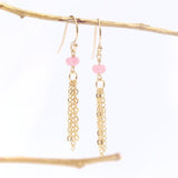 Pink Jade Tassel Earrings